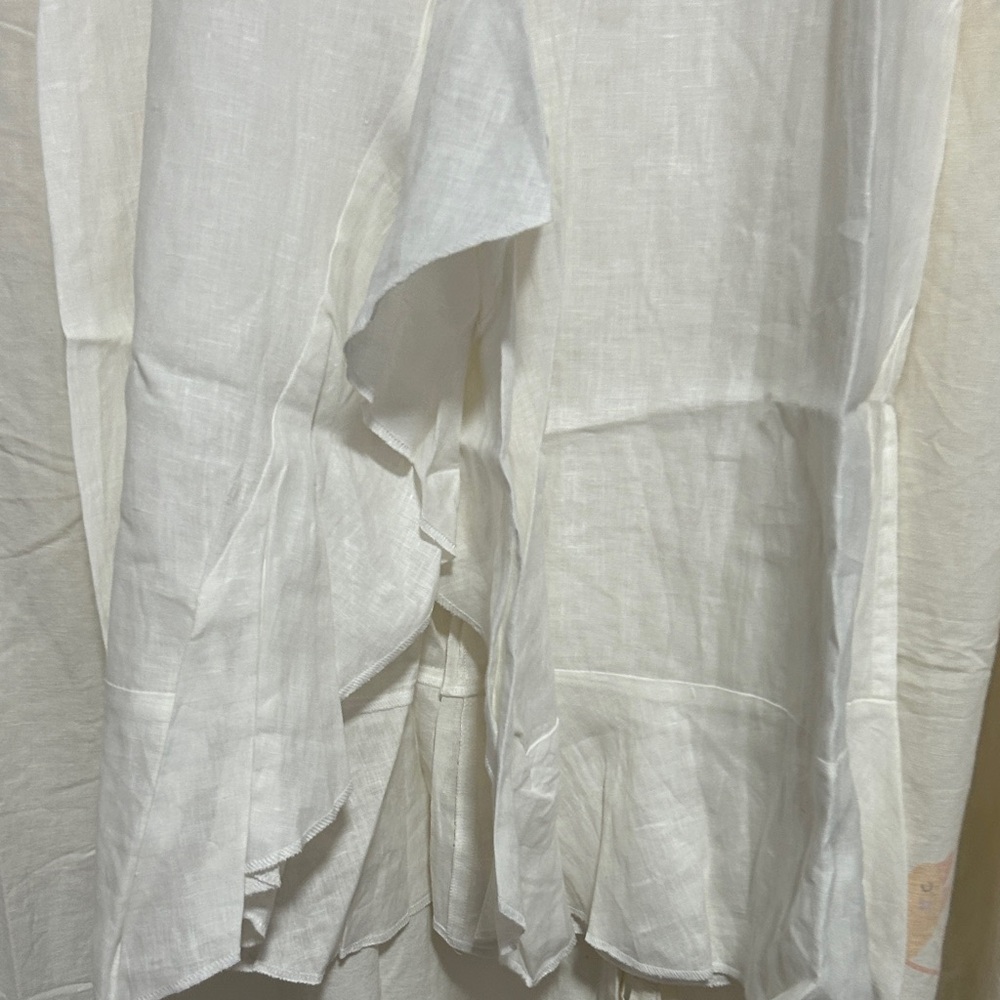 Elegant White Linen Ruffled Front Maxi Skirt 40 - Picture 4 of 8